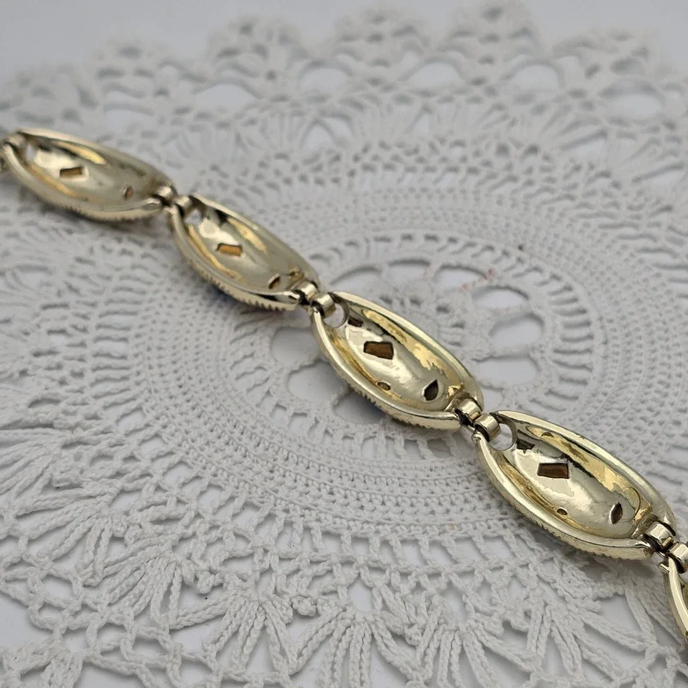 Vintage Multi Color Rhinestone Link Bracelet Gold Tone Red Green Blue